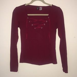 Red Long Sleeve crop top